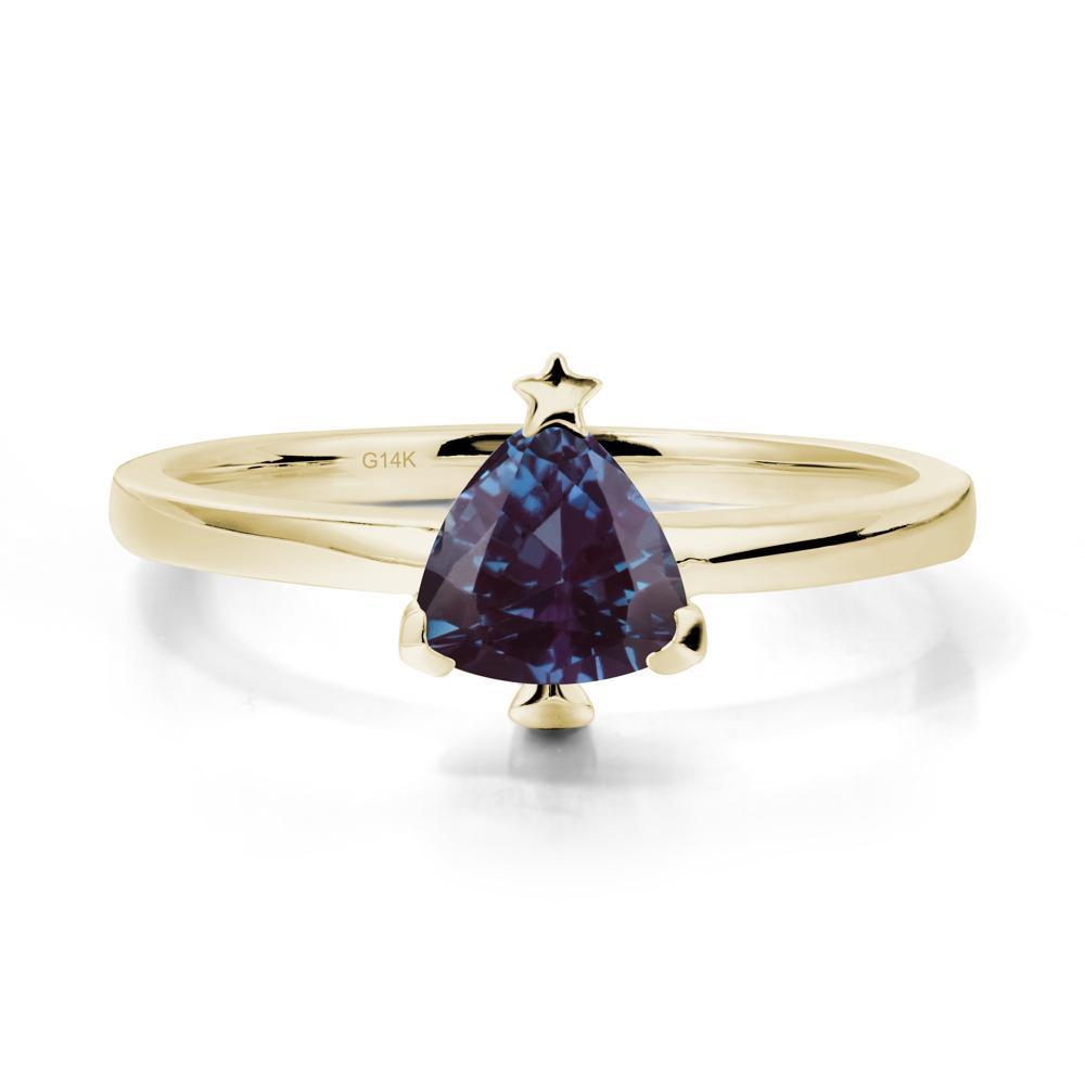 Christmas Tree Inspired Solitaire Alexandrite Ring - LUO Jewelry #metal_14k yellow gold