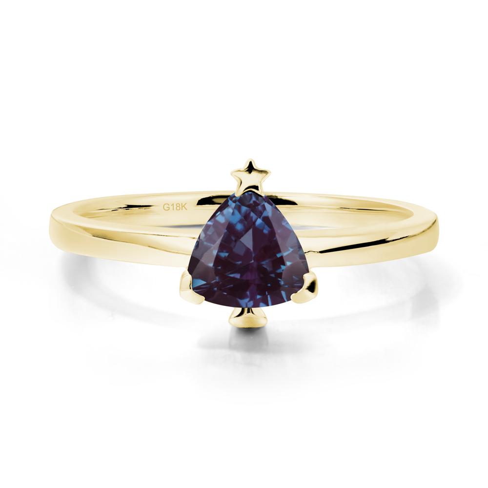 Christmas Tree Inspired Solitaire Alexandrite Ring - LUO Jewelry #metal_18k yellow gold