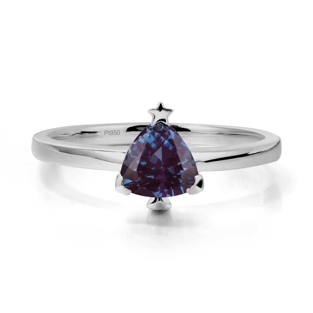 Christmas Tree Inspired Solitaire Alexandrite Ring - LUO Jewelry #metal_platinum