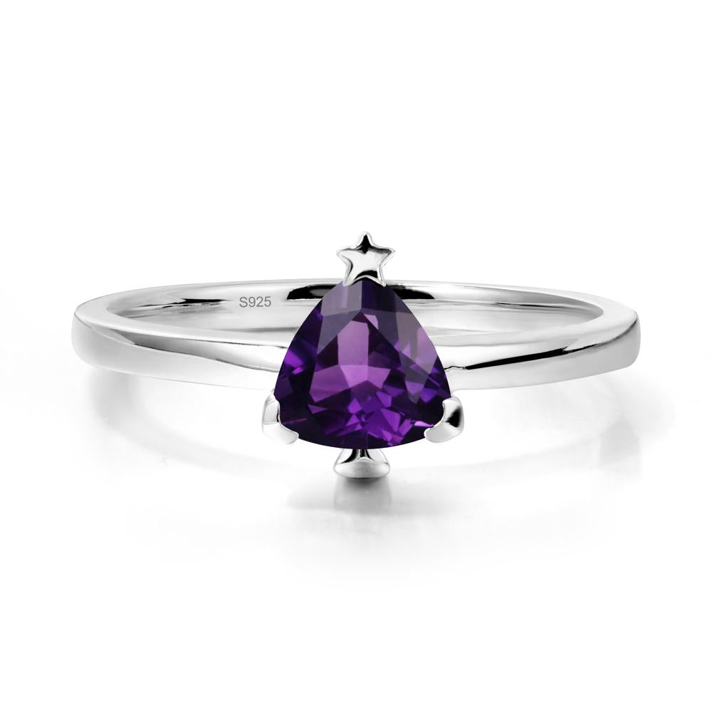 Solitaire Trillion Cut Amethyst Ring with Star - LUO Jewelry #metal_sterling silver