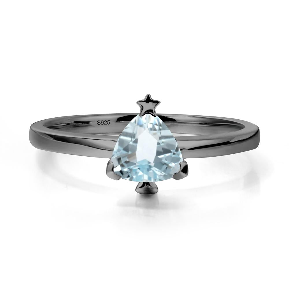 Bezel Minimalist Aquamarine Ring - LUO Jewelry #metal_black finish sterling silver