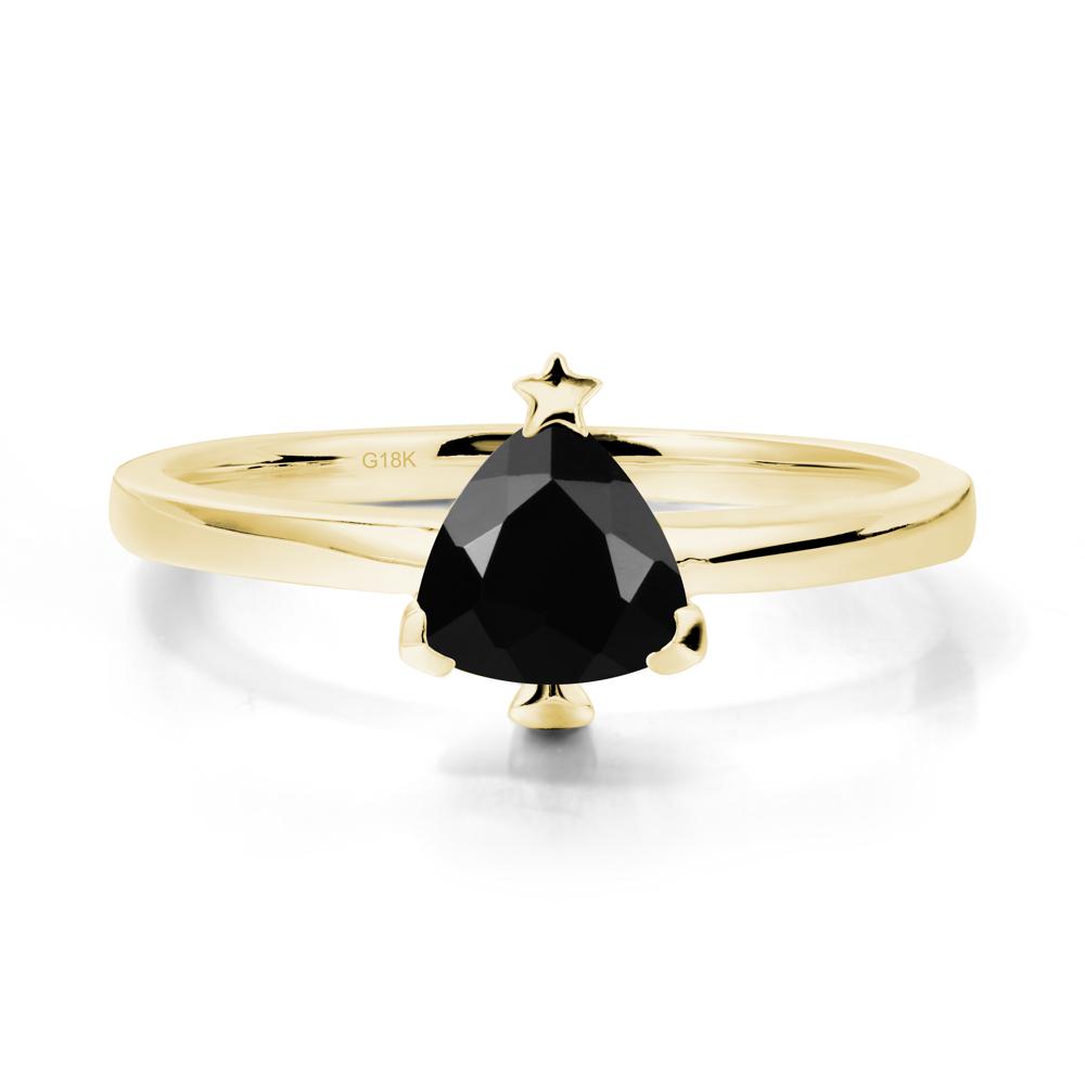 Christmas Tree Inspired Solitaire Black Spinel Ring - LUO Jewelry #metal_18k yellow gold