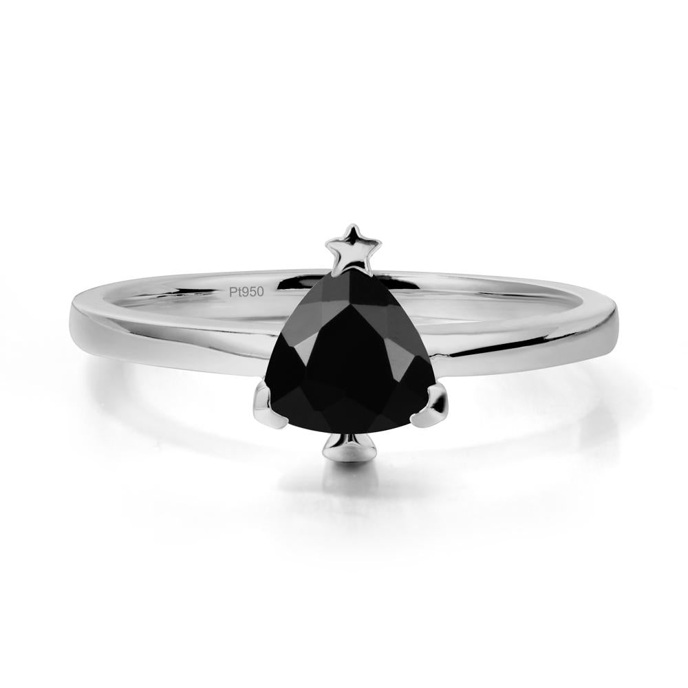 Christmas Tree Inspired Solitaire Black Spinel Ring - LUO Jewelry #metal_platinum