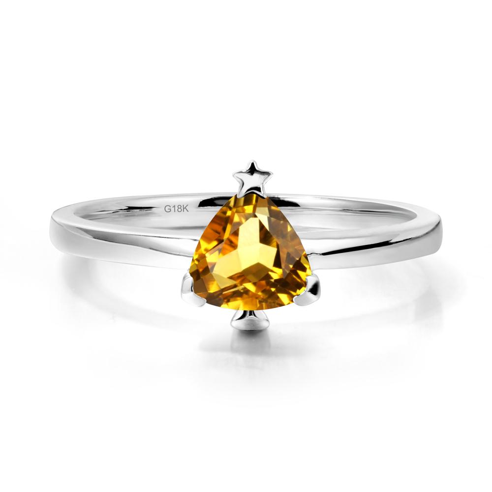 Solitaire Trillion Cut Citrine Ring with Star - LUO Jewelry #metal_18k white gold