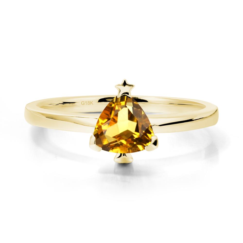 Solitaire Trillion Cut Citrine Ring with Star - LUO Jewelry #metal_18k yellow gold