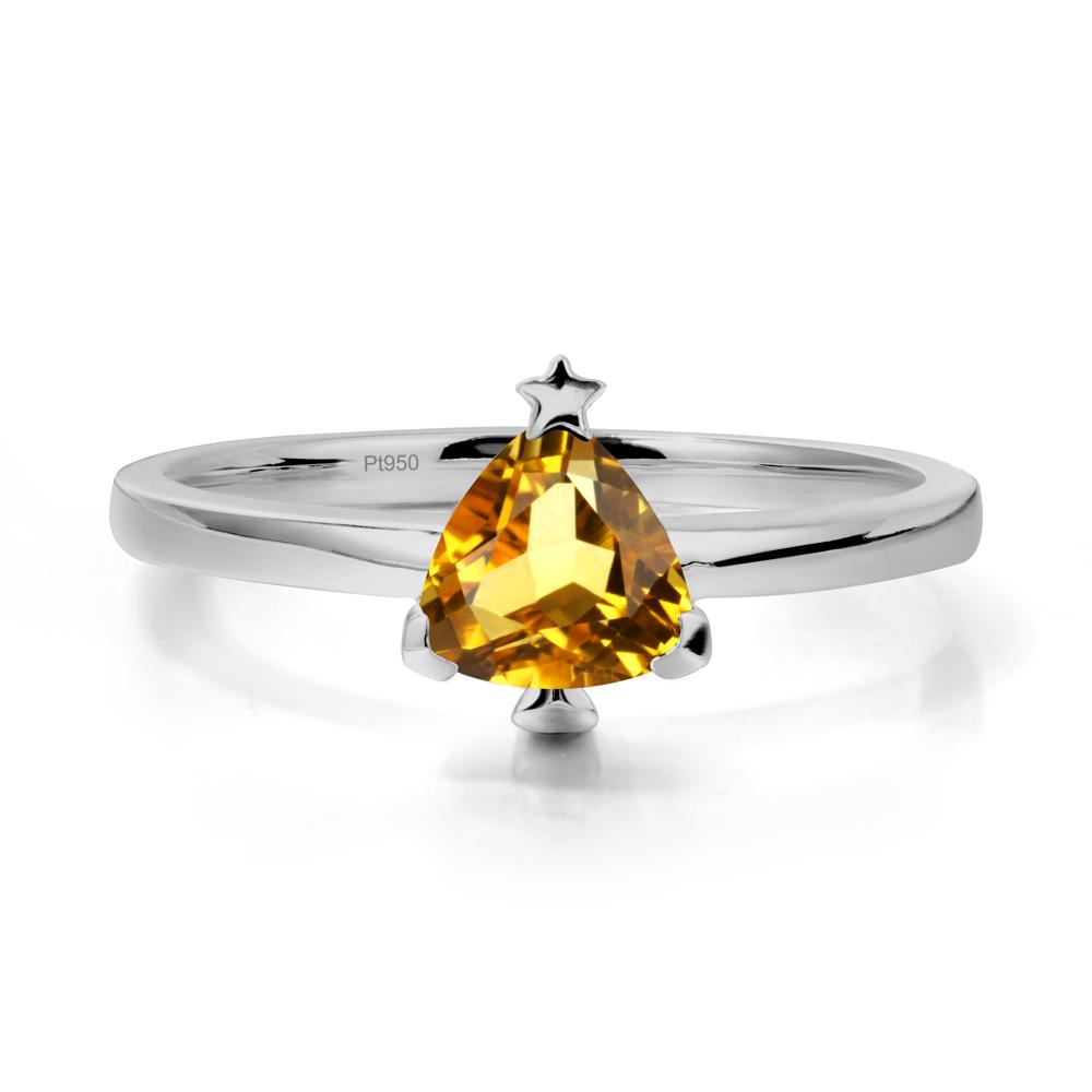 Solitaire Trillion Cut Citrine Ring with Star - LUO Jewelry #metal_platinum