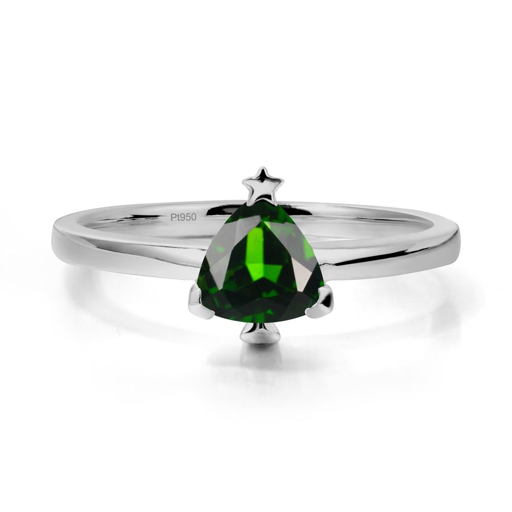 Christmas Tree Inspired Solitaire Diopside Ring - LUO Jewelry #metal_platinum