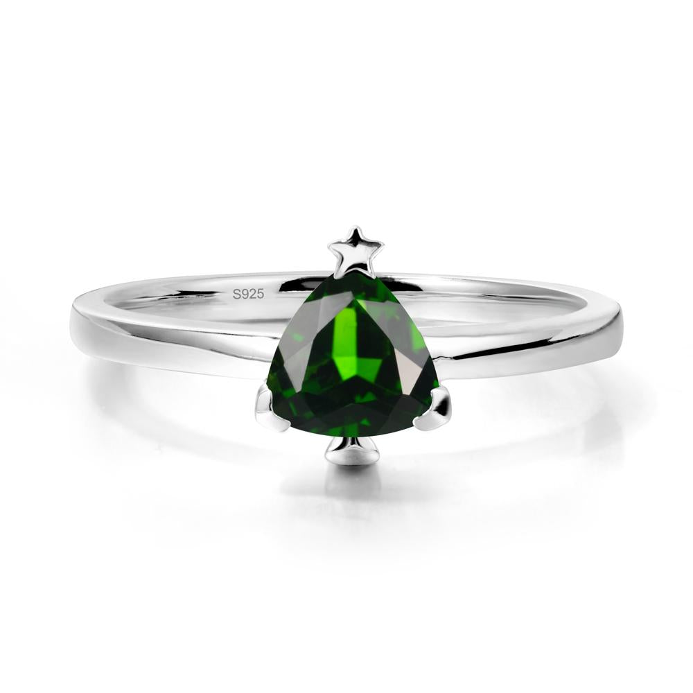 Christmas Tree Inspired Solitaire Diopside Ring - LUO Jewelry #metal_sterling silver
