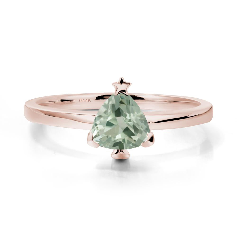 Christmas Tree Inspired Solitaire Green Amethyst Ring - LUO Jewelry #metal_14k rose gold