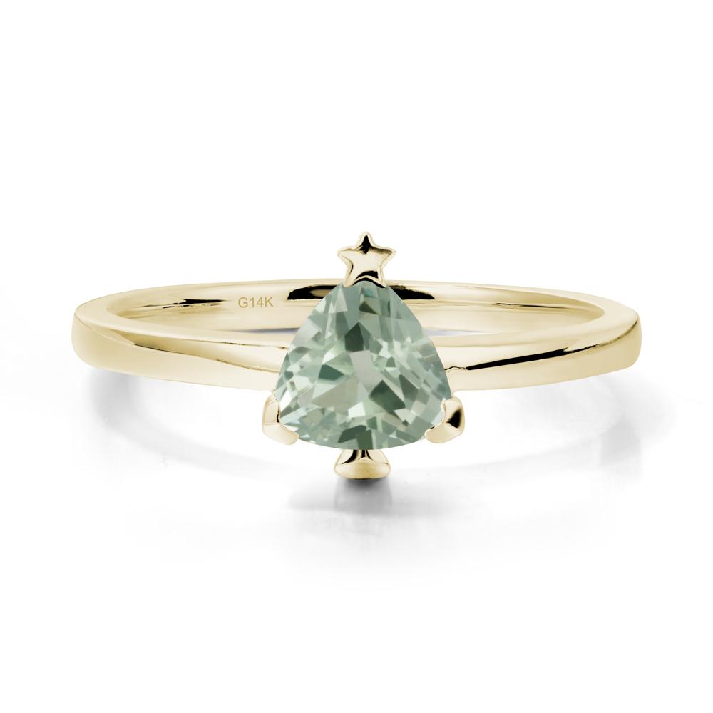 Christmas Tree Inspired Solitaire Green Amethyst Ring - LUO Jewelry #metal_14k yellow gold