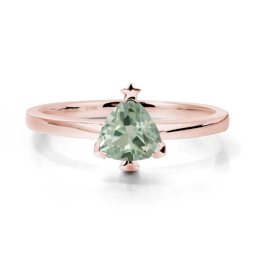 Christmas Tree Inspired Solitaire Green Amethyst Ring - LUO Jewelry #metal_18k rose gold