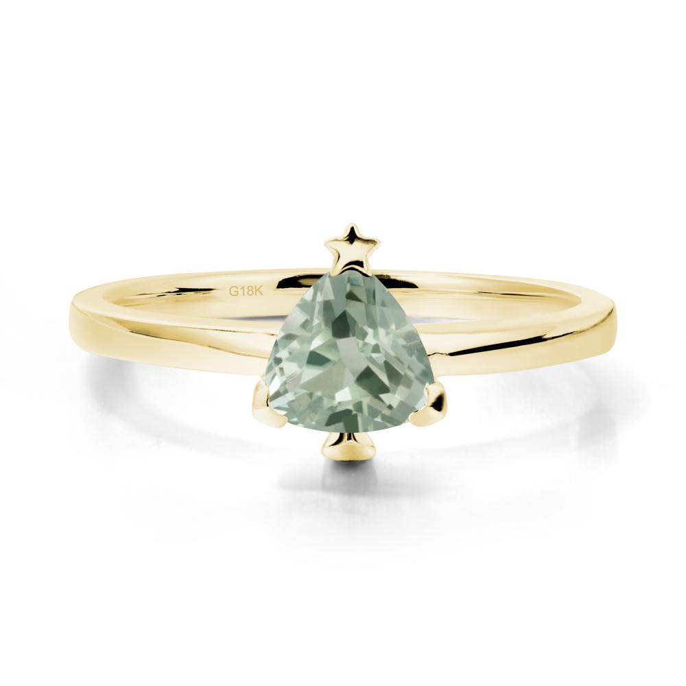 Christmas Tree Inspired Solitaire Green Amethyst Ring - LUO Jewelry #metal_18k yellow gold