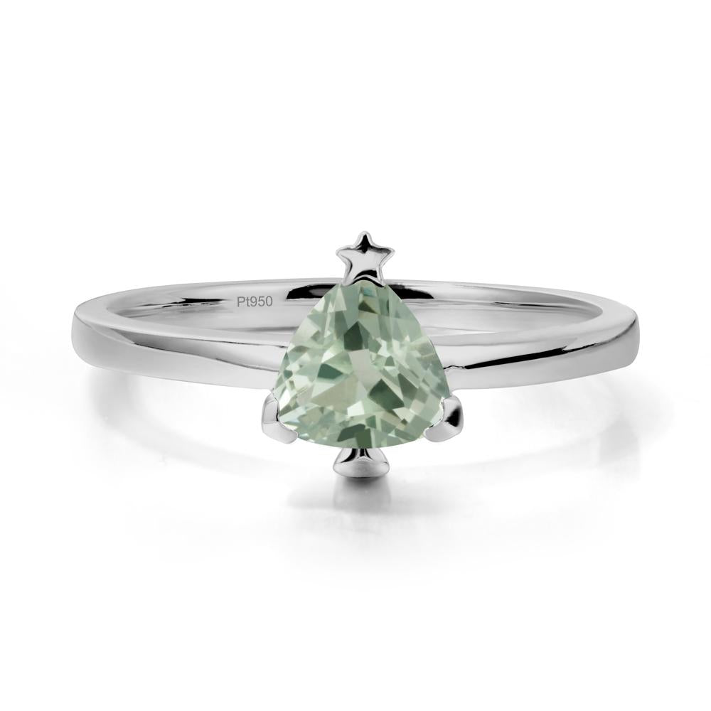 Christmas Tree Inspired Solitaire Green Amethyst Ring - LUO Jewelry #metal_platinum