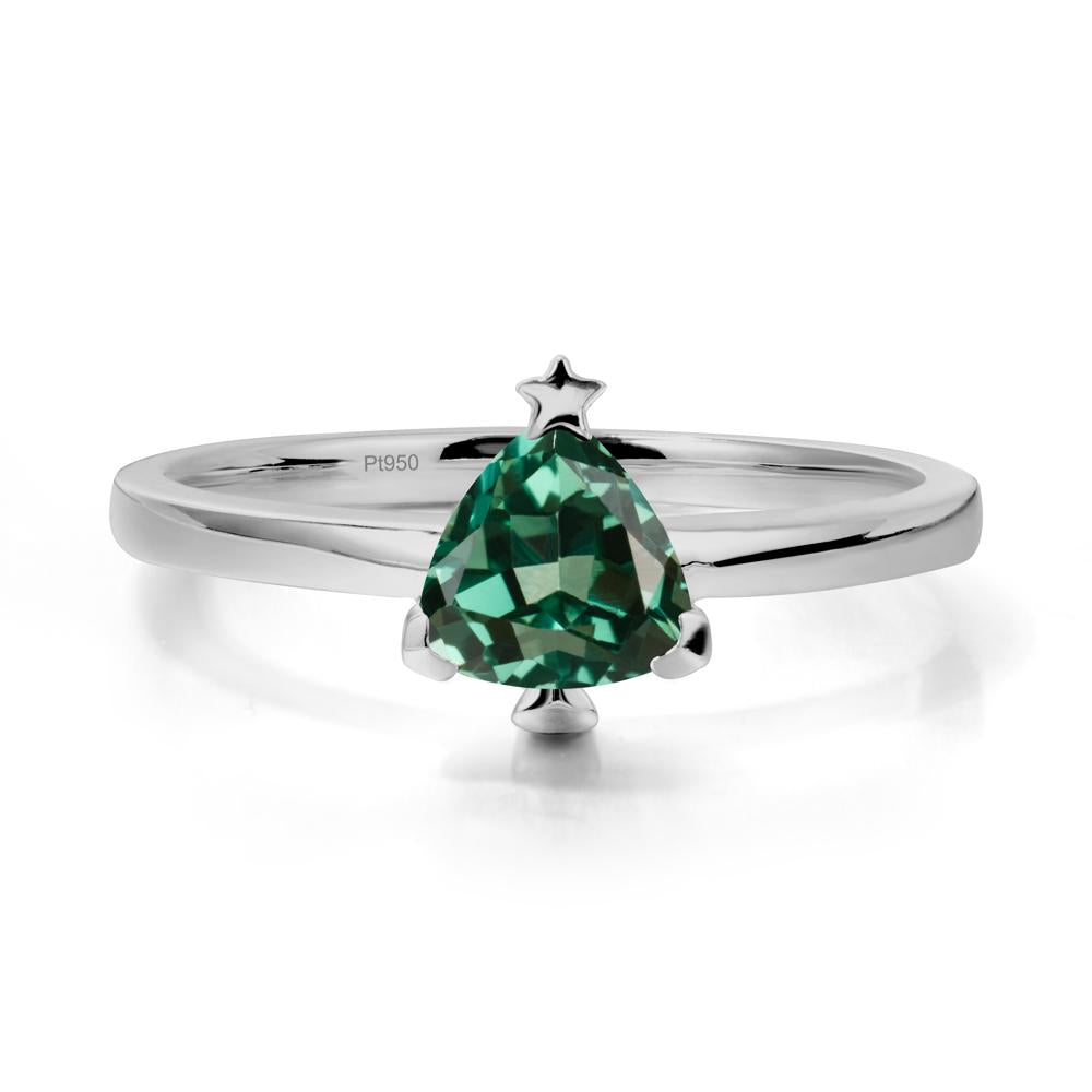 Solitaire Trillion Cut Green Sapphire Ring with Star - LUO Jewelry #metal_platinum