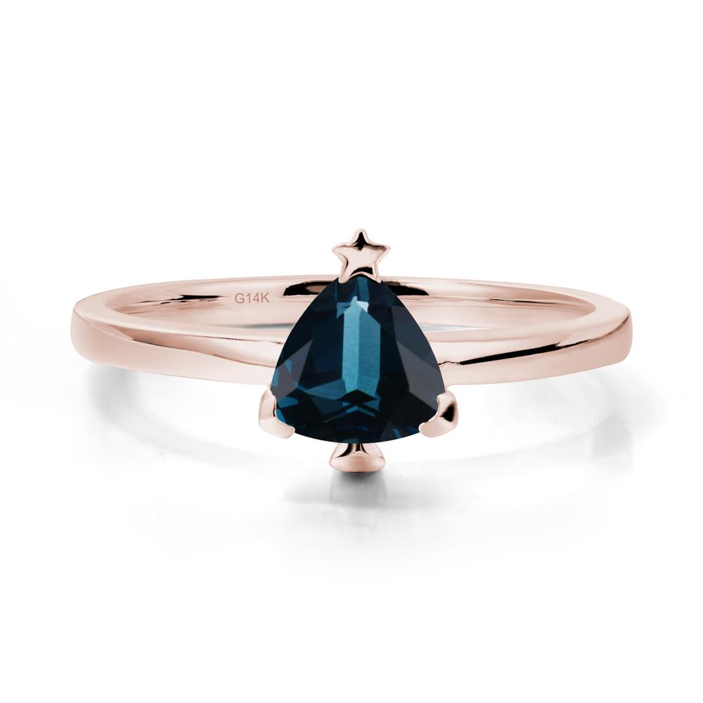 Christmas Tree Inspired Solitaire London Blue Topaz Ring - LUO Jewelry #metal_14k rose gold