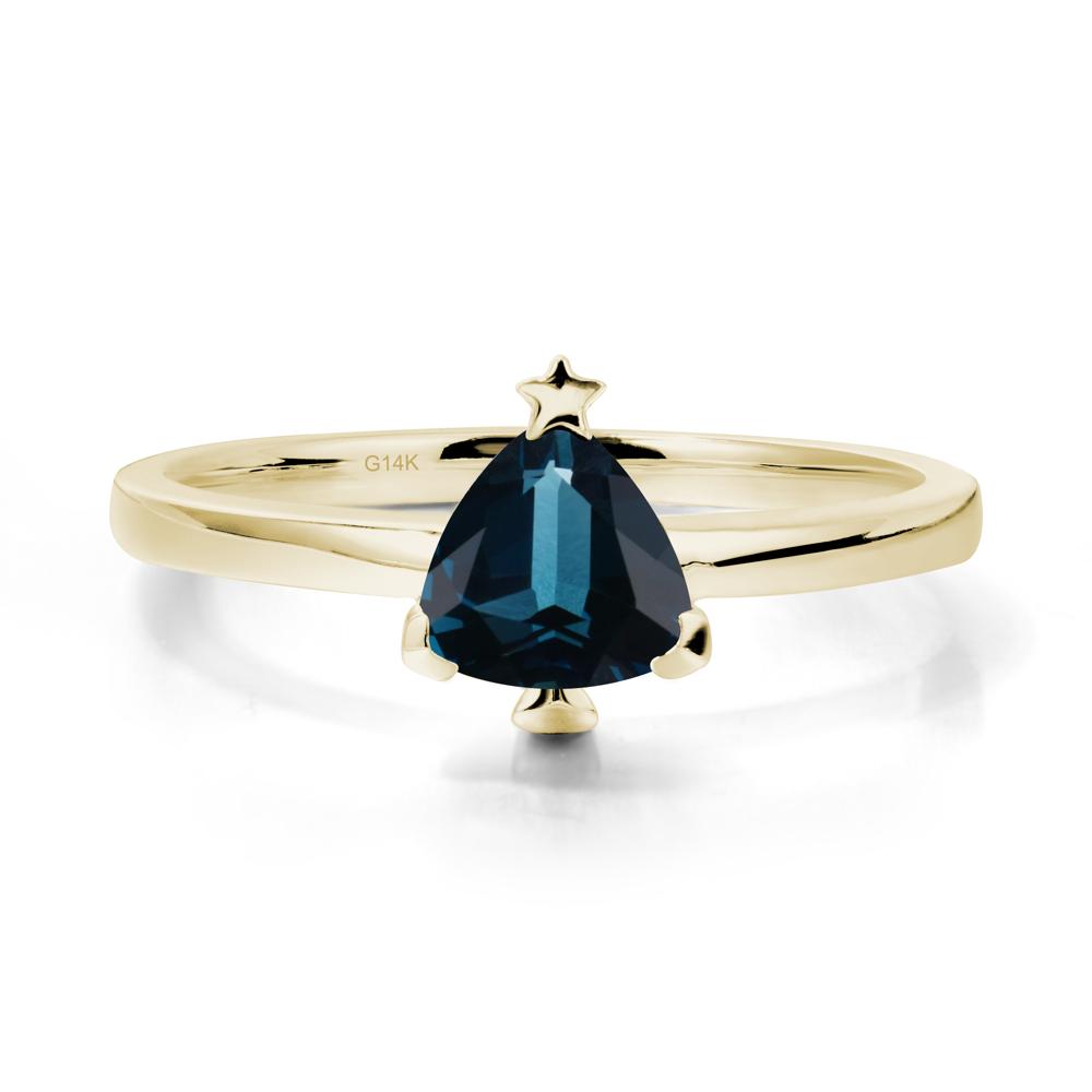 Christmas Tree Inspired Solitaire London Blue Topaz Ring - LUO Jewelry #metal_14k yellow gold