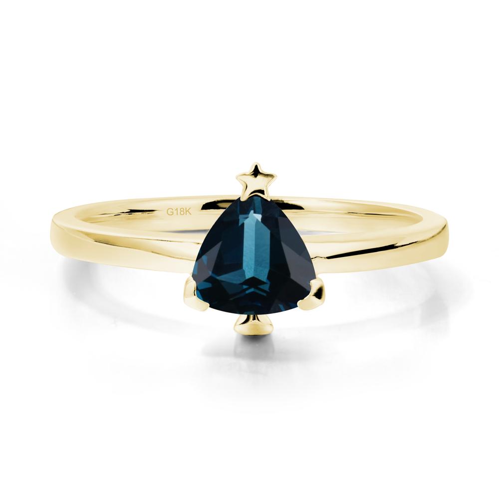 Christmas Tree Inspired Solitaire London Blue Topaz Ring - LUO Jewelry #metal_18k yellow gold