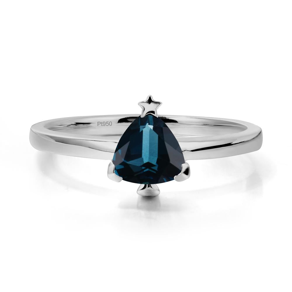 Christmas Tree Inspired Solitaire London Blue Topaz Ring - LUO Jewelry #metal_platinum