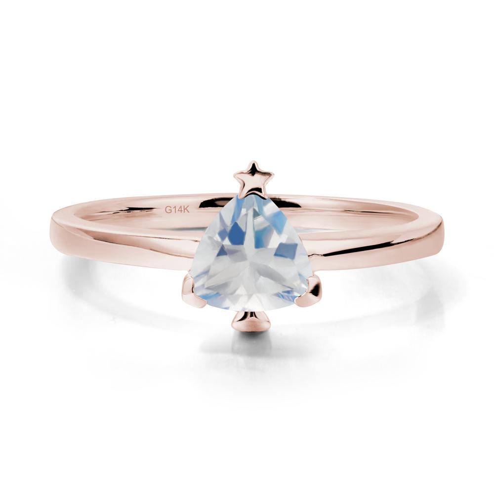Solitaire Trillion Cut Moonstone Ring with Star - LUO Jewelry #metal_14k rose gold