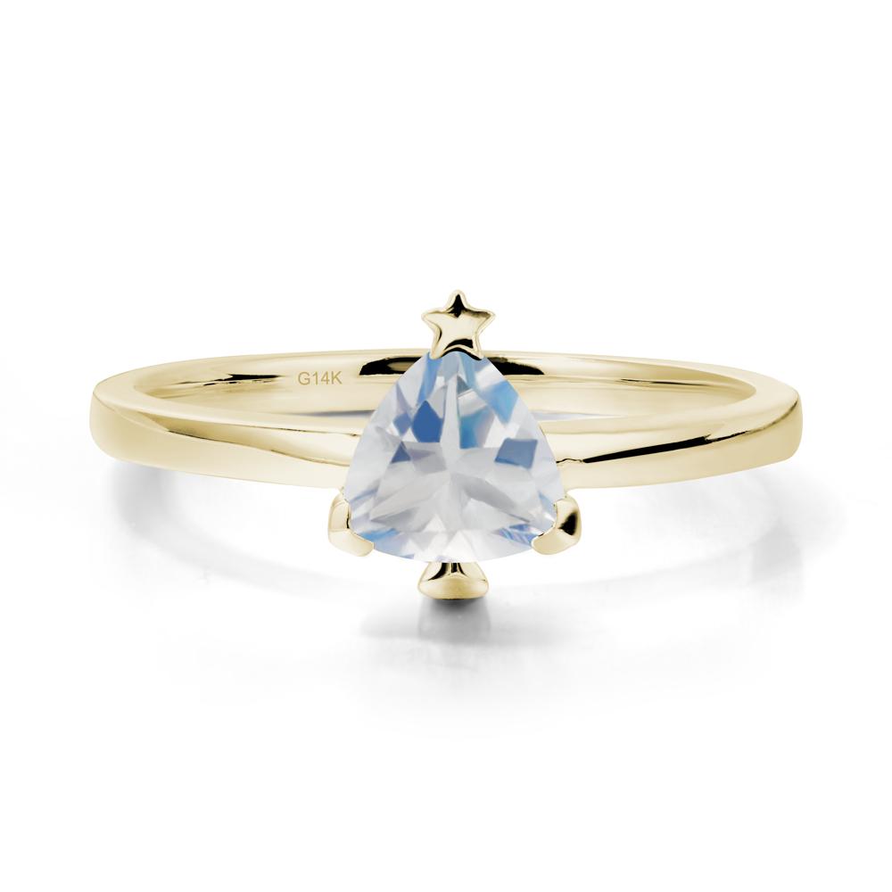Solitaire Trillion Cut Moonstone Ring with Star - LUO Jewelry #metal_14k yellow gold