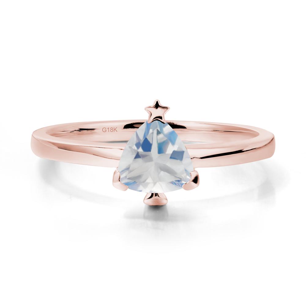 Solitaire Trillion Cut Moonstone Ring with Star - LUO Jewelry #metal_18k rose gold