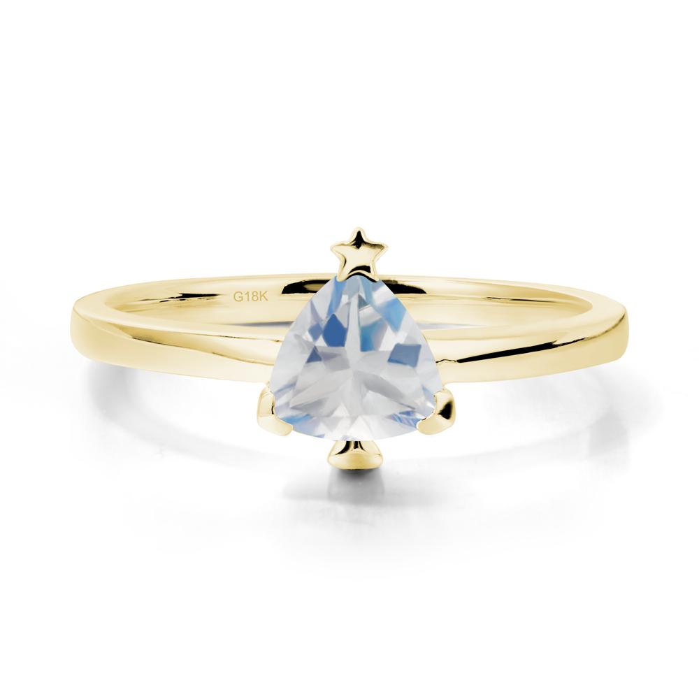 Solitaire Trillion Cut Moonstone Ring with Star - LUO Jewelry #metal_18k yellow gold