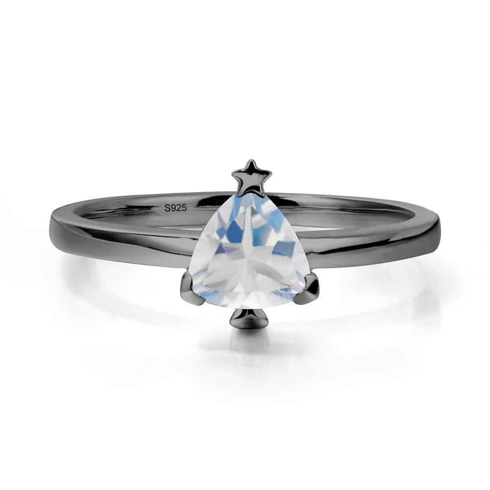 Solitaire Trillion Cut Moonstone Ring with Star - LUO Jewelry #metal_black finish sterling silver