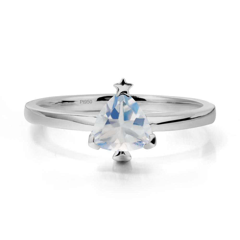 Solitaire Trillion Cut Moonstone Ring with Star - LUO Jewelry #metal_platinum