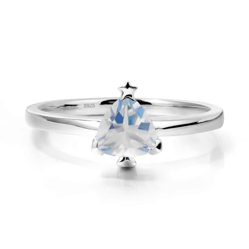 Solitaire Trillion Cut Moonstone Ring with Star - LUO Jewelry #metal_sterling silver