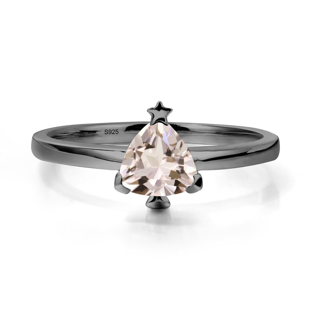 Bezel Minimalist Morganite Ring - LUO Jewelry #metal_black finish sterling silver