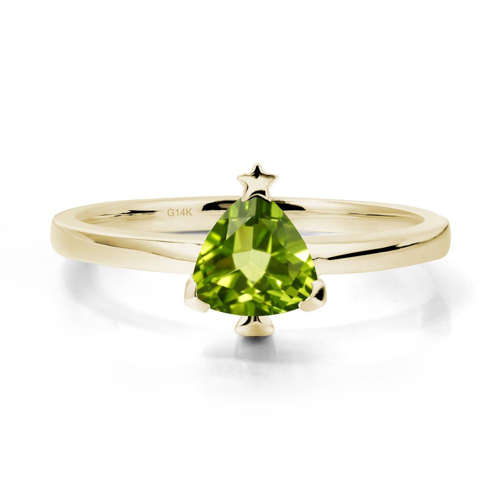 Christmas Tree Inspired Solitaire Peridot Ring - LUO Jewelry #metal_14k yellow gold