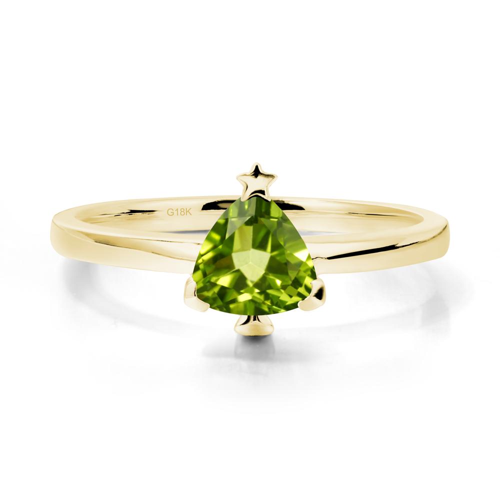 Christmas Tree Inspired Solitaire Peridot Ring - LUO Jewelry #metal_18k yellow gold