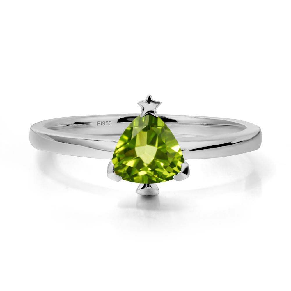 Christmas Tree Inspired Solitaire Peridot Ring - LUO Jewelry #metal_platinum