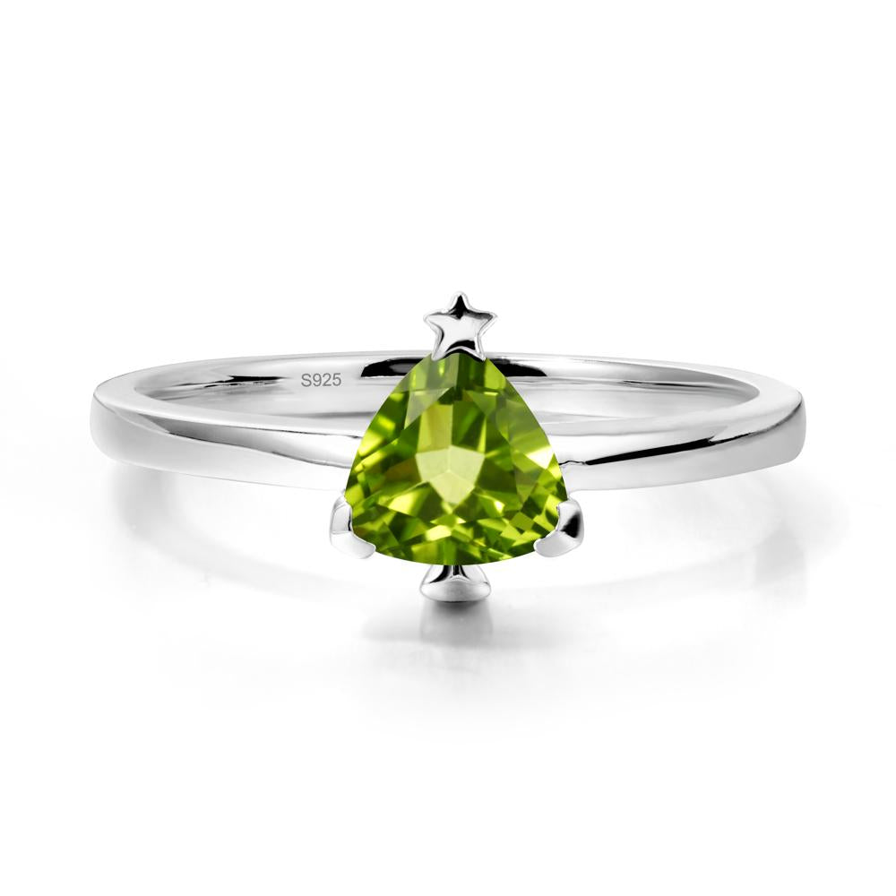Christmas Tree Inspired Solitaire Peridot Ring - LUO Jewelry #metal_sterling silver