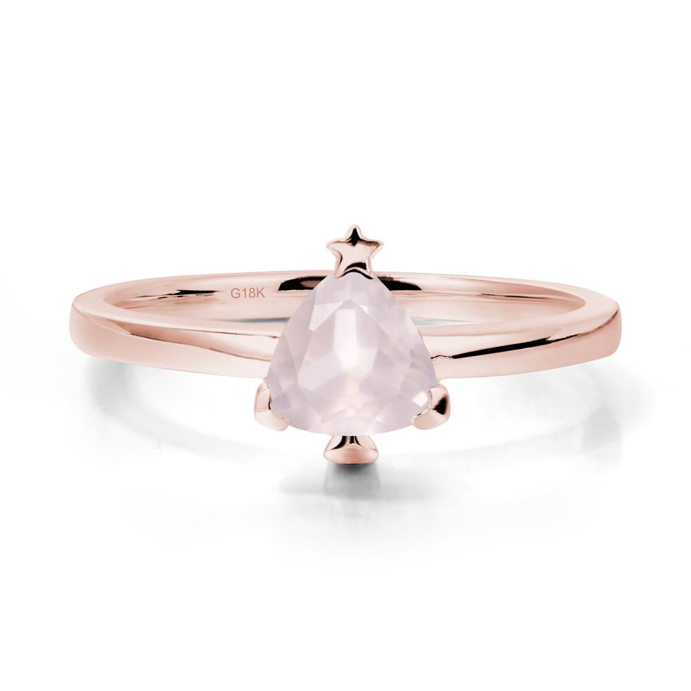 Solitaire Trillion Cut Rose Quartz Ring with Star - LUO Jewelry #metal_18k rose gold