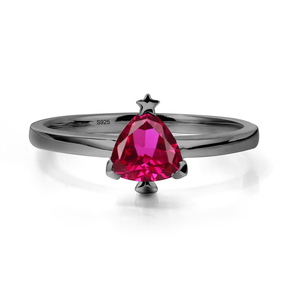 Bezel Minimalist Ruby Ring - LUO Jewelry #metal_black finish sterling silver