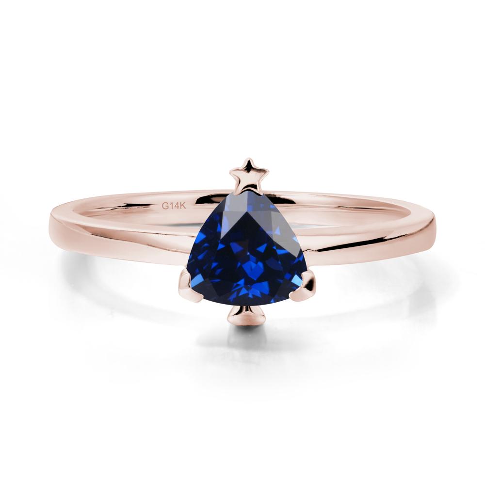 Christmas Tree Inspired Solitaire Sapphire Ring - LUO Jewelry #metal_14k rose gold