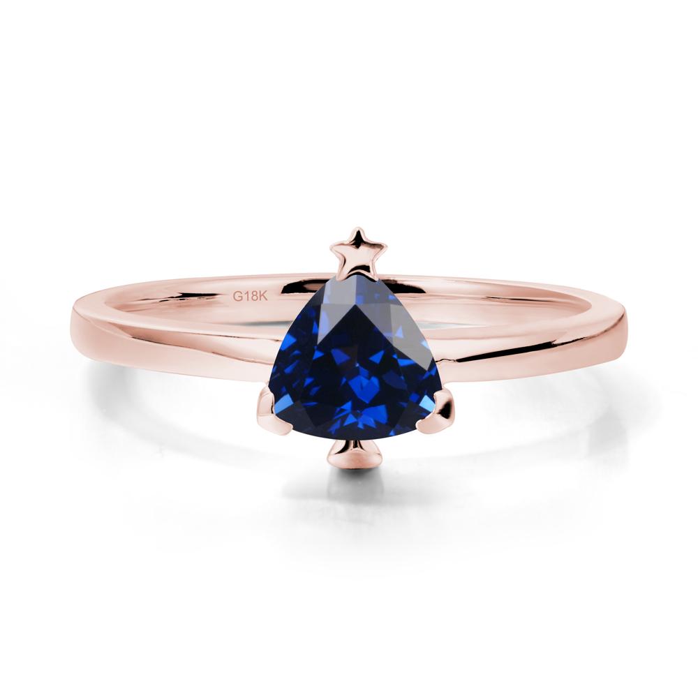 Christmas Tree Inspired Solitaire Sapphire Ring - LUO Jewelry #metal_18k rose gold