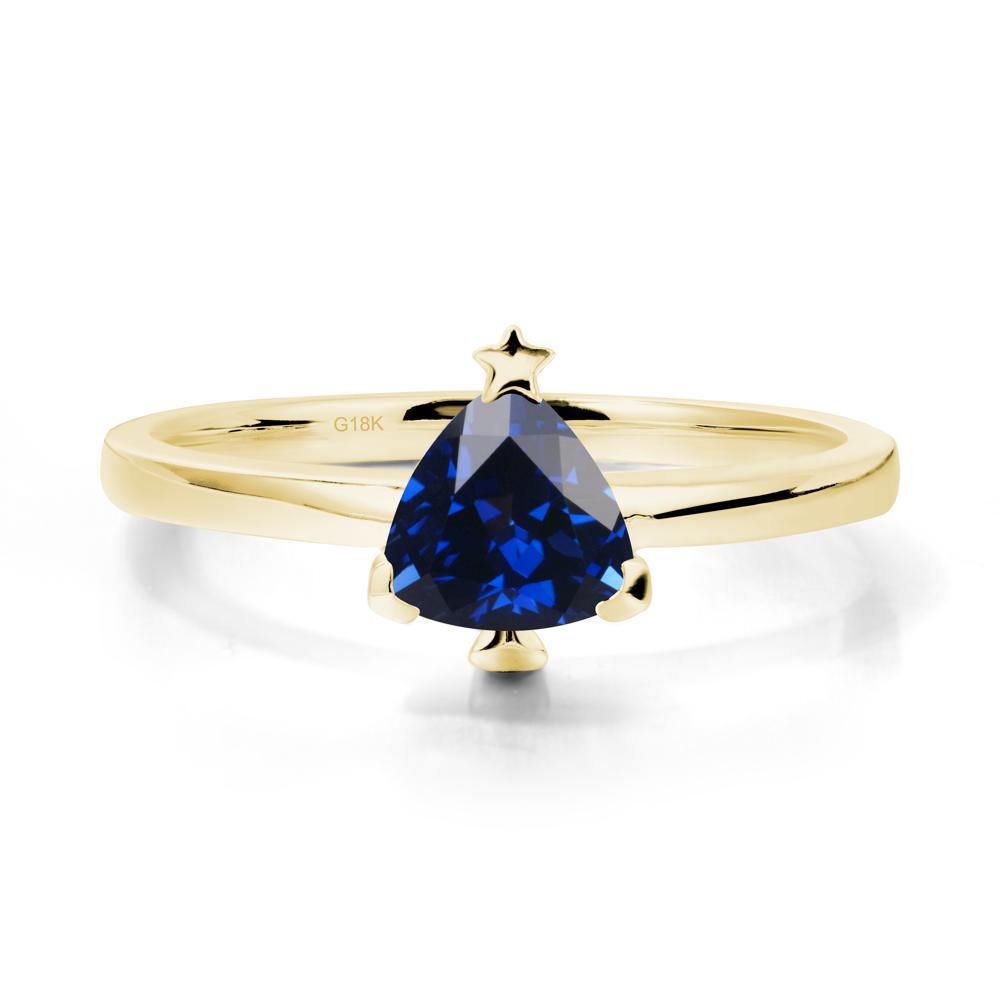 Christmas Tree Inspired Solitaire Sapphire Ring - LUO Jewelry #metal_18k yellow gold
