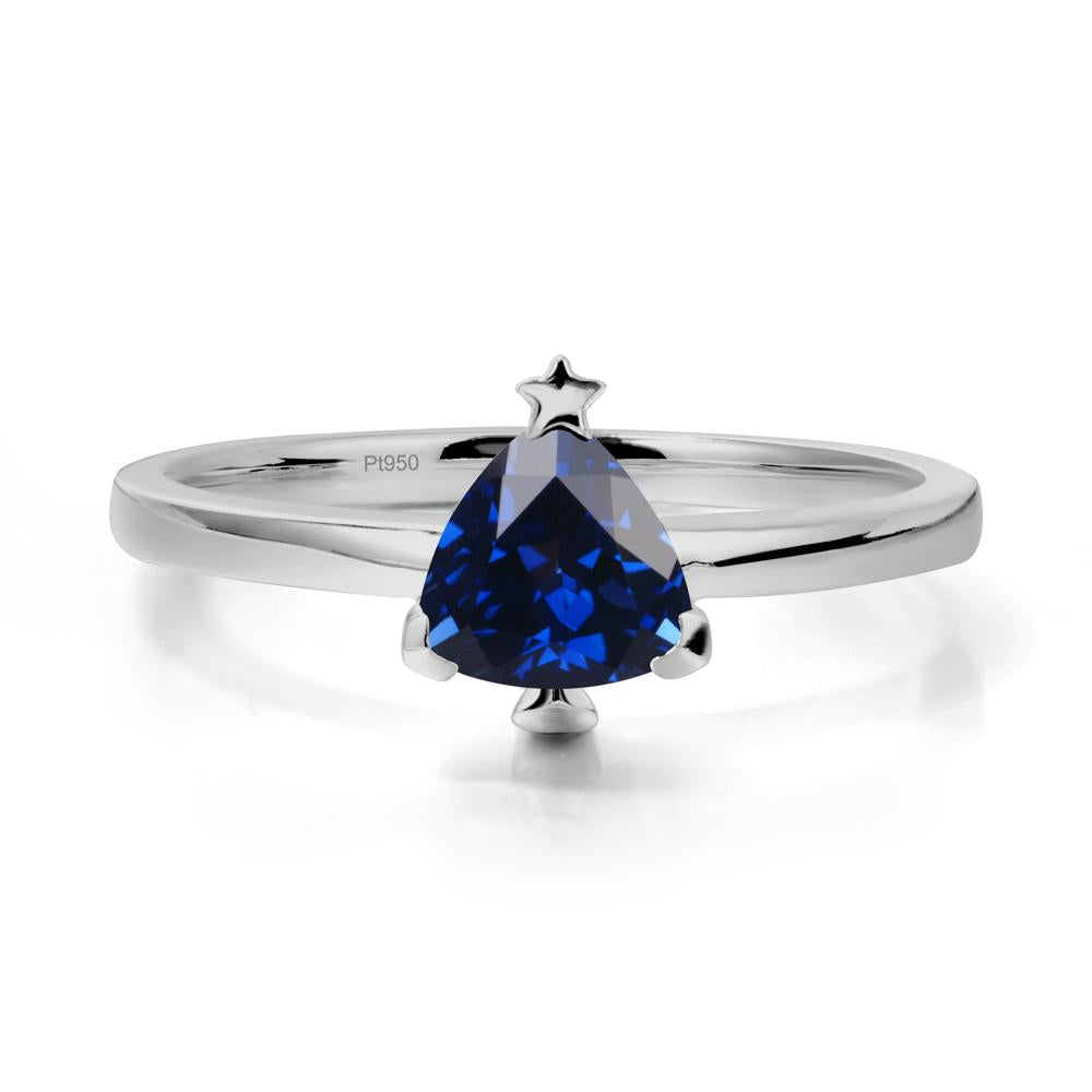 Christmas Tree Inspired Solitaire Sapphire Ring - LUO Jewelry #metal_platinum