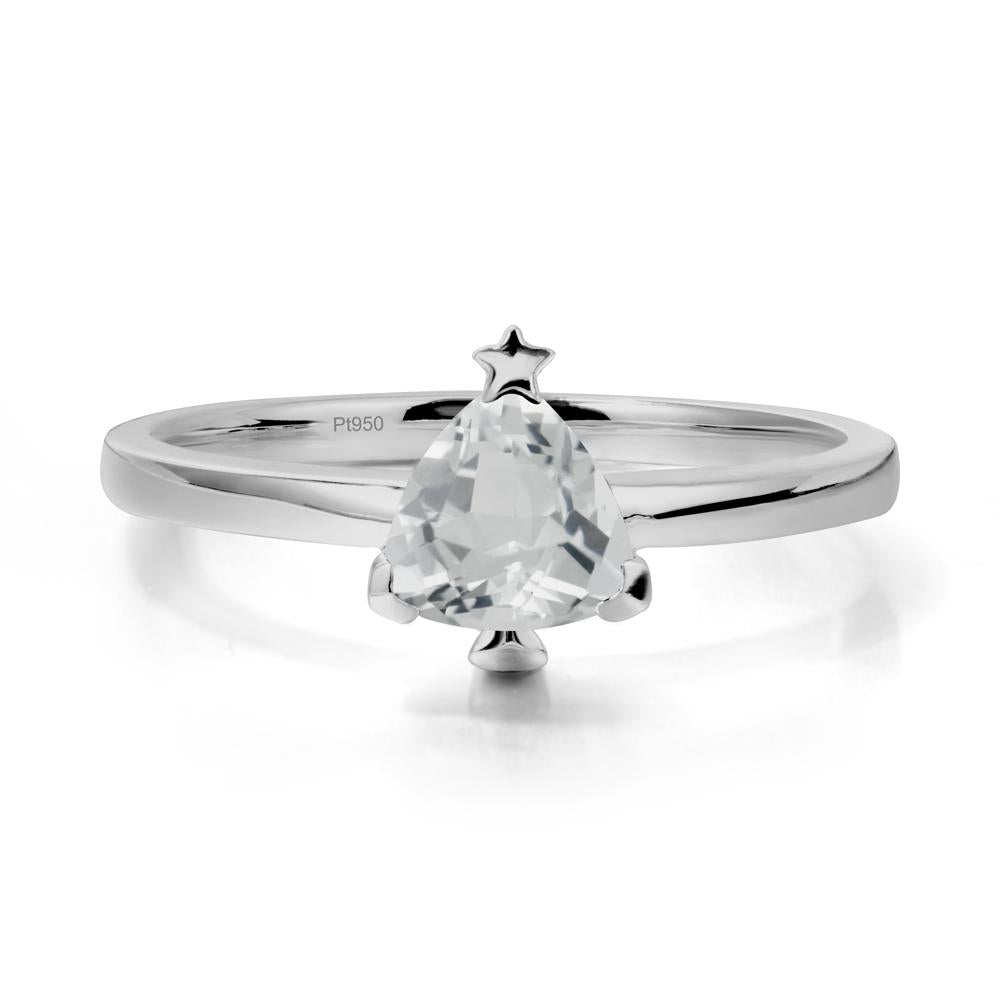 Solitaire Trillion Cut White Topaz Ring with Star - LUO Jewelry #metal_platinum