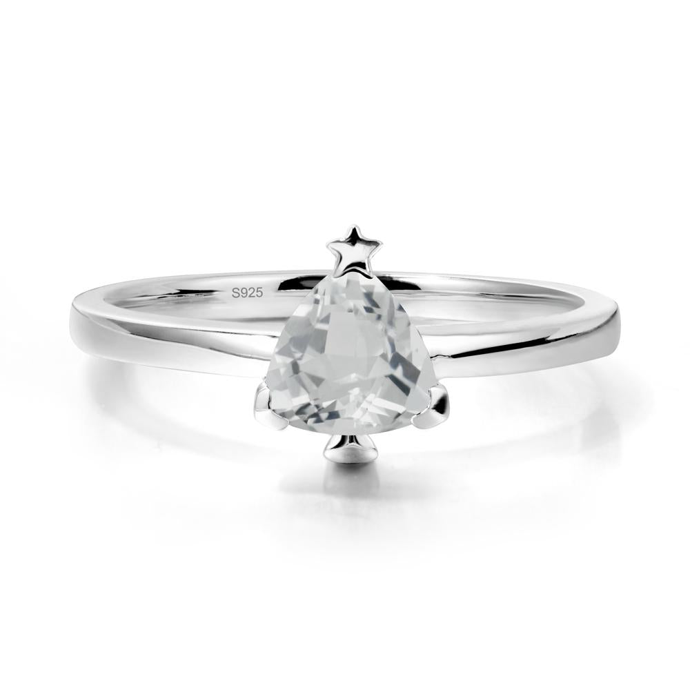 Solitaire Trillion Cut White Topaz Ring with Star - LUO Jewelry #metal_sterling silver