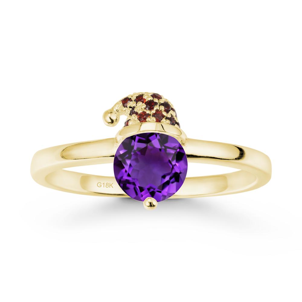 Christmas Santa Claus Hat Amethyst Ring - LUO Jewelry #metal_18k yellow gold