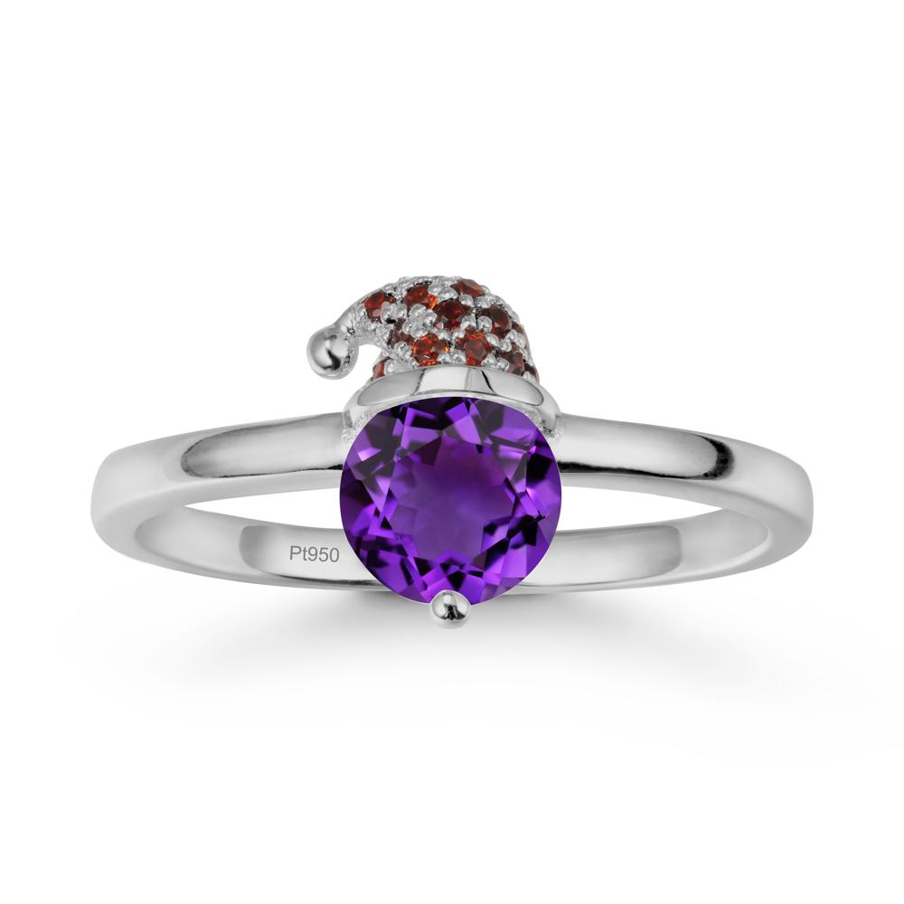 Christmas Santa Claus Hat Amethyst Ring - LUO Jewelry #metal_platinum
