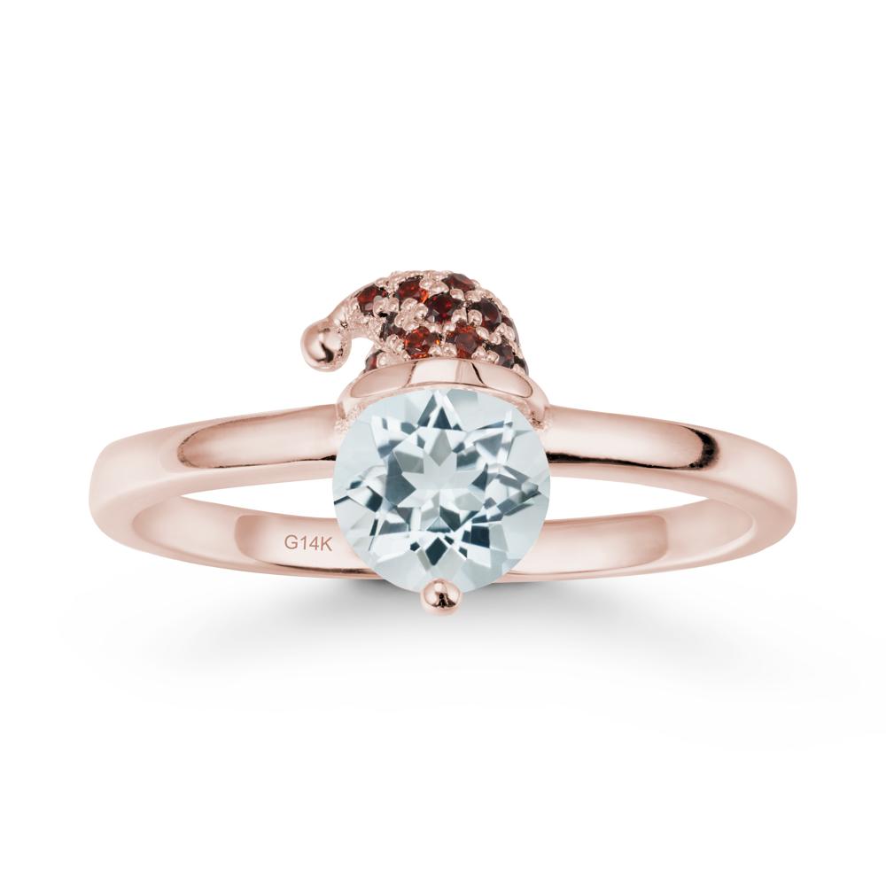 Round Aquamarine Creative Ring In 14K Rose Gold - LUO Jewelry #metal_14k rose gold