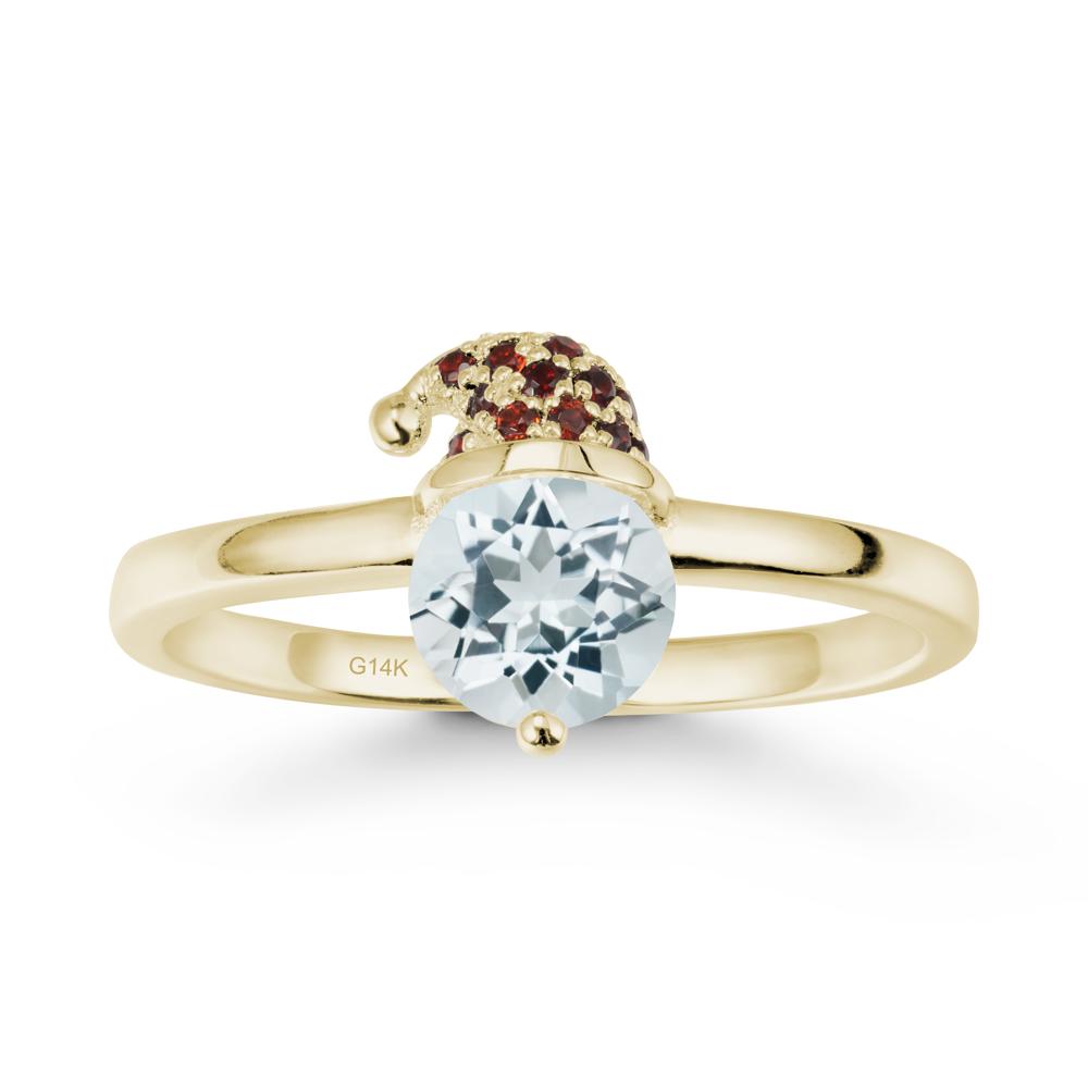 Round Aquamarine Creative Ring In 14K Rose Gold - LUO Jewelry #metal_14k yellow gold