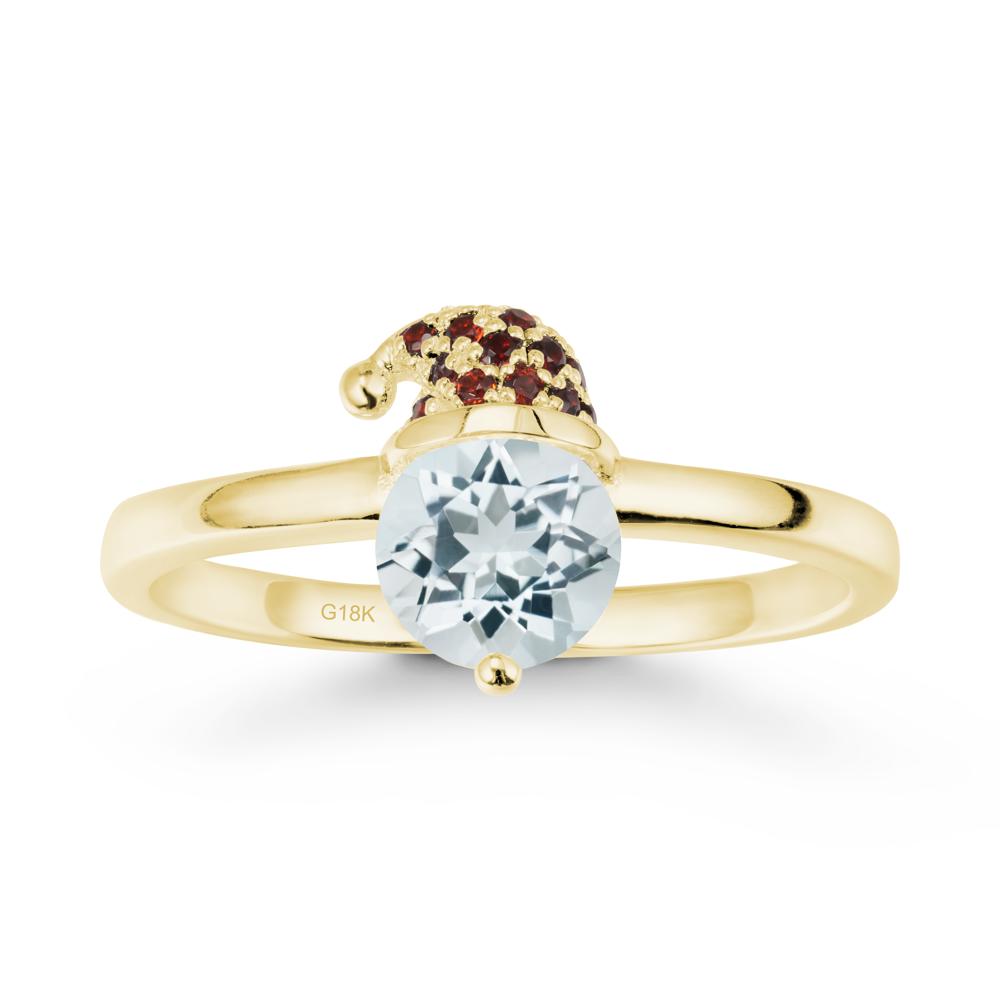 Round Aquamarine Creative Ring In 14K Rose Gold - LUO Jewelry #metal_18k yellow gold