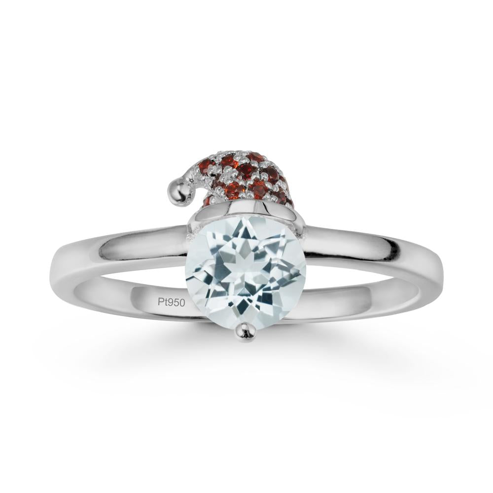 Round Aquamarine Creative Ring In 14K Rose Gold - LUO Jewelry #metal_platinum
