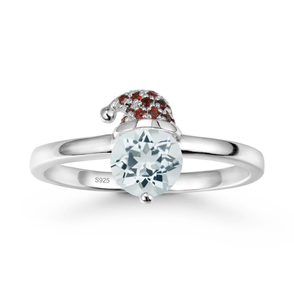 Round Aquamarine Creative Ring In 14K Rose Gold - LUO Jewelry #metal_sterling silver