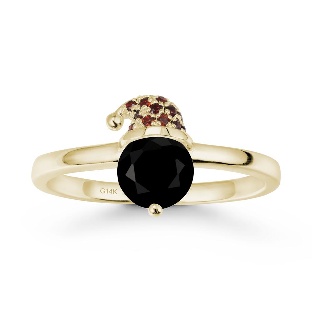 Santa Hat Black Spinel Ring - LUO Jewelry #metal_14k yellow gold